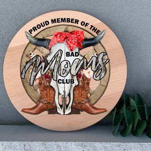 Wall Decor 12" Thin Birch Wood Round Handmade Wall Decor Door Hanger Moms Day